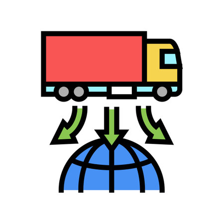 truck delivery world logistics color icon vector. truck delivery world logistics sign. isolated symbol illustrationのイラスト素材