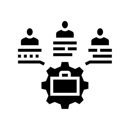 settings of business crowdsoursing glyph icon vector. settings of business crowdsoursing sign. isolated contour symbol black illustrationのイラスト素材