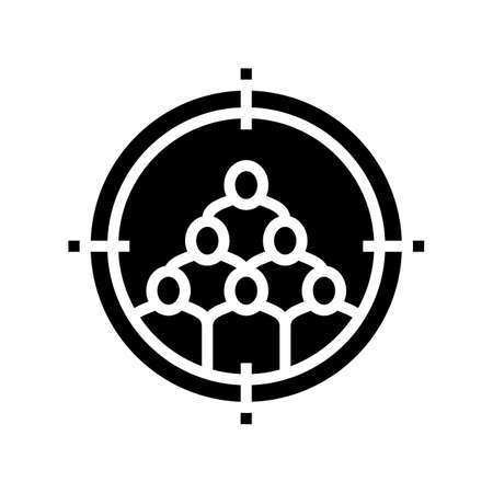 targeting advertise and crowdsoursing glyph icon vector. targeting advertise and crowdsoursing sign. isolated contour symbol black illustrationのイラスト素材
