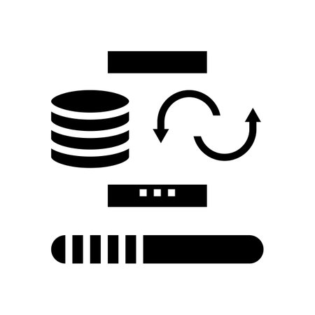 data cleaning digital processing glyph icon vector. data cleaning digital processing sign. isolated contour symbol black illustrationのイラスト素材