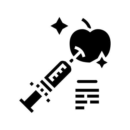 fruits genetic syringe glyph icon vector. fruits genetic syringe sign. isolated contour symbol black illustrationのイラスト素材