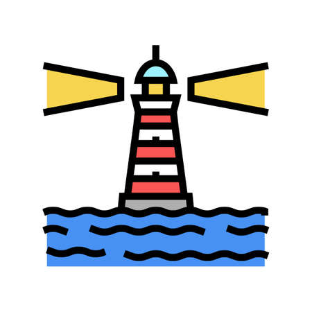 lighthouse port color icon vector. lighthouse port sign. isolated symbol illustrationのイラスト素材