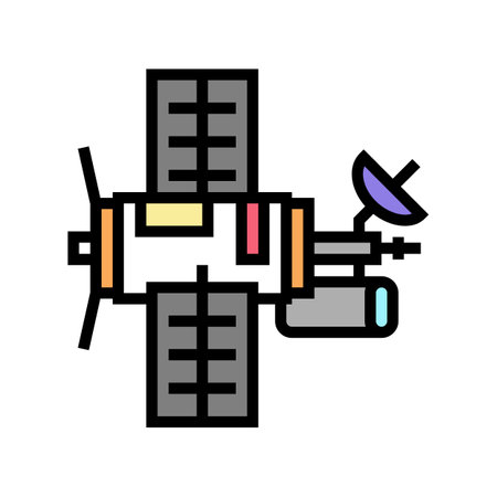 satellite equipment color icon vector. satellite equipment sign. isolated symbol illustrationのイラスト素材