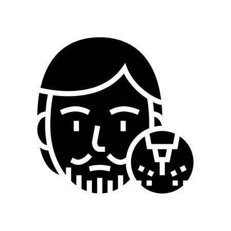 male mustache and beard removal line icon vector. male mustache and beard removal sign. isolated contour symbol black illustrationのイラスト素材