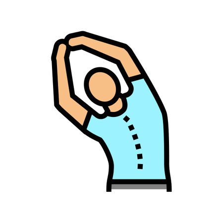 stretching scoliosis color icon vector. stretching scoliosis sign. isolated symbol illustrationのイラスト素材