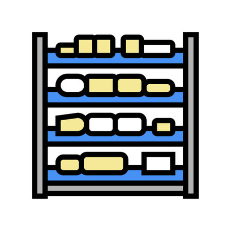 shelves cheese production color icon vector. shelves cheese production sign. isolated symbol illustrationのイラスト素材