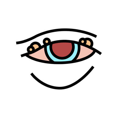 blepharitis disease, redness of eyeball color icon vector. blepharitis disease, redness of eyeball sign. isolated symbol illustrationのイラスト素材