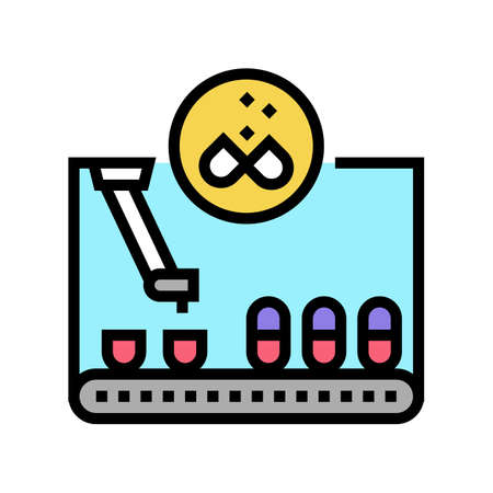 filling pharmaceutical production color icon vector. filling pharmaceutical production sign. isolated symbol illustrationのイラスト素材