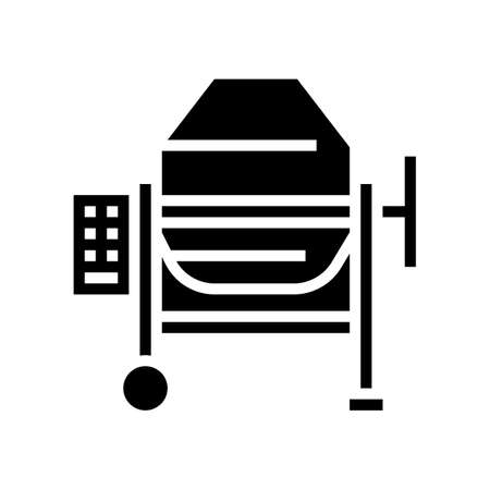 concrete production mixer glyph icon vector. concrete production mixer sign. isolated contour symbol black illustrationのイラスト素材