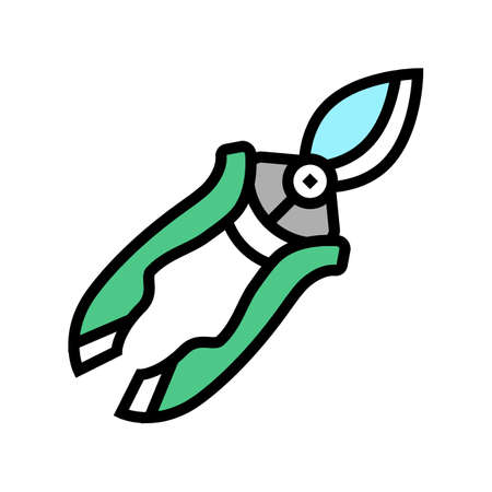 secateurs for cutting house plant branch color icon vector. secateurs for cutting house plant branch sign. isolated symbol illustrationのイラスト素材