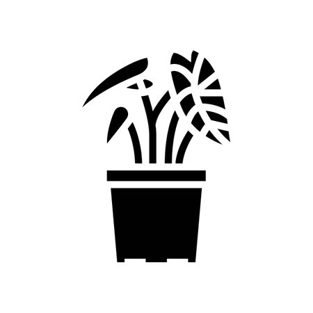 tropical houseplant glyph icon vector. tropical houseplant sign. isolated contour symbol black illustrationのイラスト素材