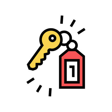 key of apartment motel color icon vector. key of apartment motel sign. isolated symbol illustrationのイラスト素材
