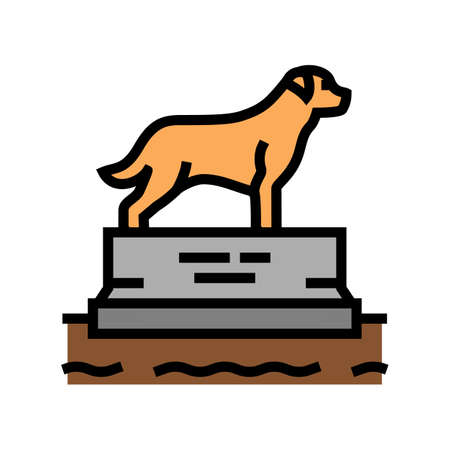 dead dog pedestal color icon vector. dead dog pedestal sign. isolated symbol illustrationのイラスト素材
