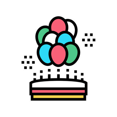 birthday balloons decoration color icon vector. birthday balloons decoration sign. isolated symbol illustrationのイラスト素材