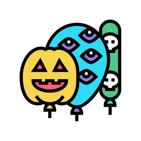 halloween party balloons decoration color icon vector. halloween party balloons decoration sign. isolated symbol illustrationのイラスト素材