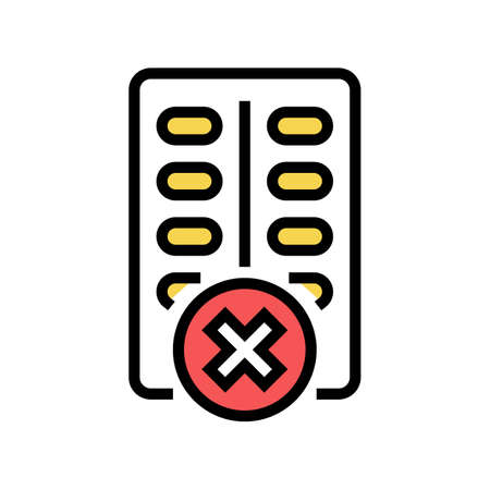 medicines prohibition for children color icon vector. medicines prohibition for children sign. isolated symbol illustrationのイラスト素材
