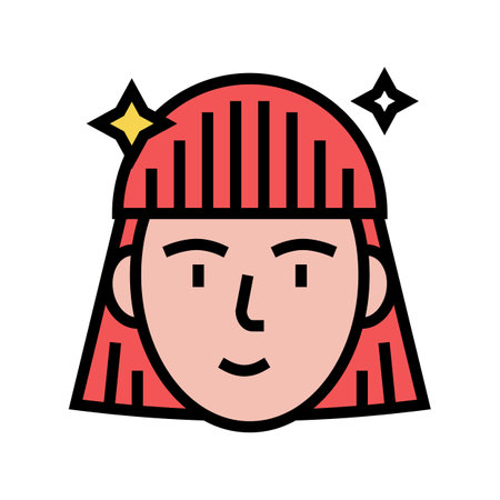 woman after keratin used color icon vector. woman after keratin used sign. isolated symbol illustrationのイラスト素材