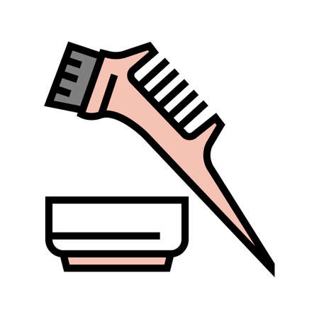 comb and plate for keratin application color icon vector. comb and plate for keratin application sign. isolated symbol illustrationのイラスト素材