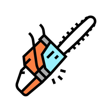 chainsaw equipment color icon vector. chainsaw equipment sign. isolated symbol illustrationのイラスト素材