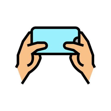 accelerometer playing video game app on smartphone color icon vector. accelerometer playing video game app on smartphone sign. isolated symbol illustrationのイラスト素材