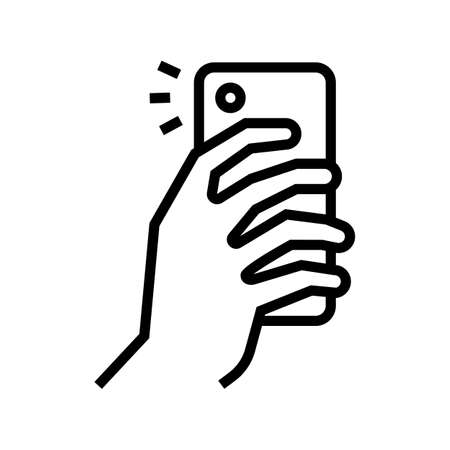 making photo on smartphone camera line icon vector. making photo on smartphone camera sign. isolated contour symbol black illustrationのイラスト素材