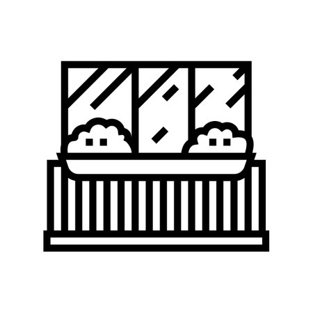 plant on balcony line icon vector. plant on balcony sign. isolated contour symbol black illustrationのイラスト素材