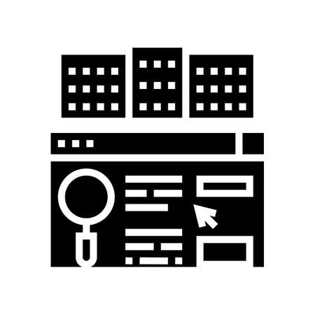 real estate market researching glyph icon vector. real estate market researching sign. isolated contour symbol black illustrationのイラスト素材