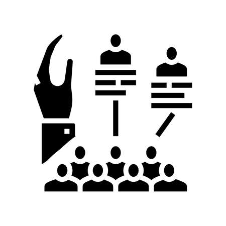 identification of management team glyph icon vector. identification of management team sign. isolated contour symbol black illustrationのイラスト素材