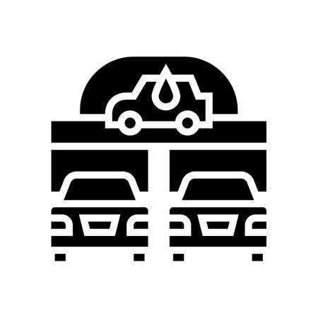 automatically car wash service glyph icon vector. automatically car wash service sign. isolated contour symbol black illustrationのイラスト素材