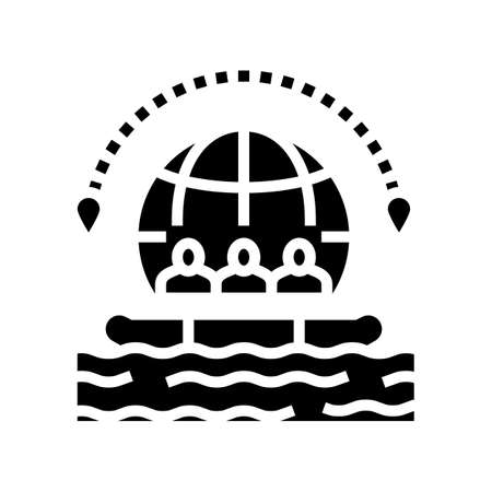 rafting tourism glyph icon vector. rafting tourism sign. isolated contour symbol black illustrationのイラスト素材