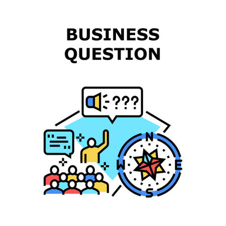 Business Question And Answer Vector Icon Concept. Business Question And Answer On Educational Training Or Seminar. Searching Solution On Problem. Success Solve Task Color Illustrationのイラスト素材