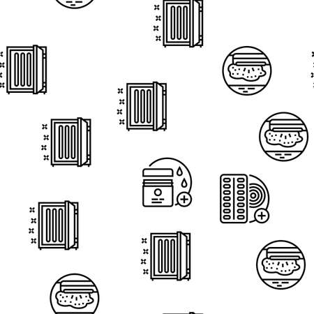 Eczema Disease Treat Vector Seamless Pattern Thin Line Illustrationのイラスト素材
