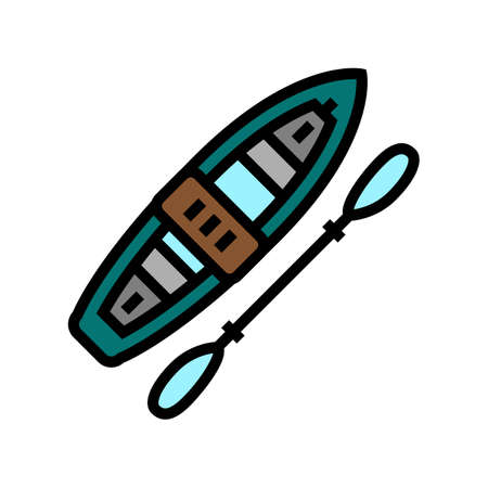 kayak boat color icon vector. kayak boat sign. isolated symbol illustrationのイラスト素材