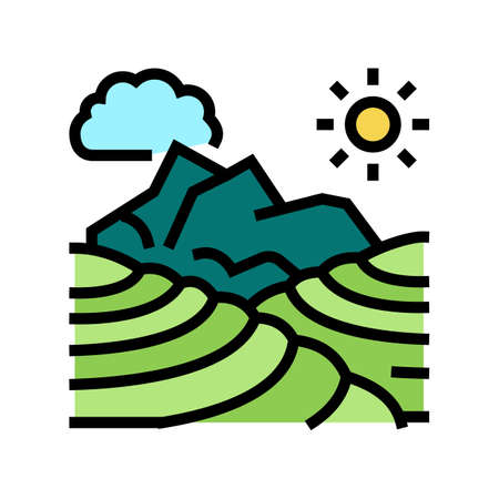 plantation of tea color icon vector. plantation of tea sign. isolated symbol illustrationのイラスト素材
