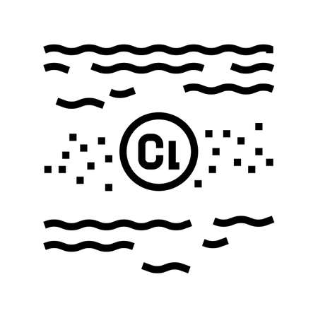 disinfection chlorin water line icon vector. disinfection chlorin water sign. isolated contour symbol black illustrationのイラスト素材