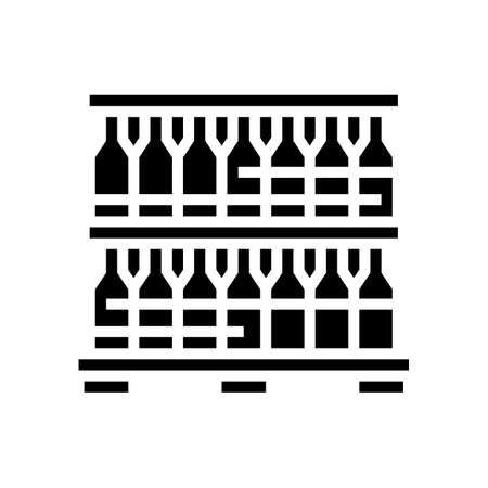 bottle glass packing and storage glyph icon vector. bottle glass packing and storage sign. isolated contour symbol black illustrationのイラスト素材