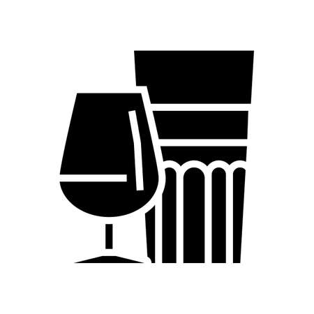 cup glass production glyph icon vector. cup glass production sign. isolated contour symbol black illustrationのイラスト素材