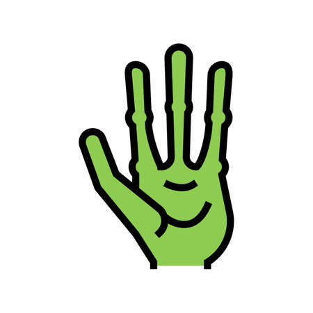 alien hand with four fingers color icon vector. alien hand with four fingers sign. isolated symbol illustrationのイラスト素材