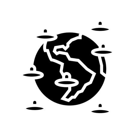 alien invasion of planet glyph icon vector. alien invasion of planet sign. isolated contour symbol black illustrationのイラスト素材
