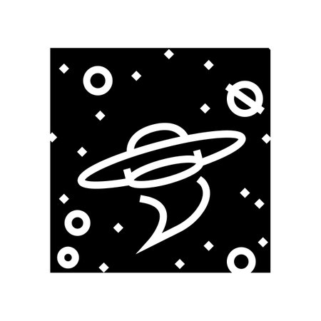 flying saucer alien in galaxy glyph icon vector. flying saucer alien in galaxy sign. isolated contour symbol black illustrationのイラスト素材