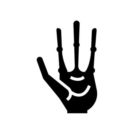 alien hand with four fingers glyph icon vector. alien hand with four fingers sign. isolated contour symbol black illustrationのイラスト素材