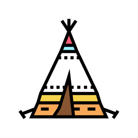 tipi tepee boho color icon vector. tipi tepee boho sign. isolated symbol illustrationのイラスト素材