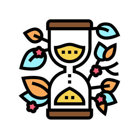 hourglass with plant boho color icon vector. hourglass with plant boho sign. isolated symbol illustrationのイラスト素材