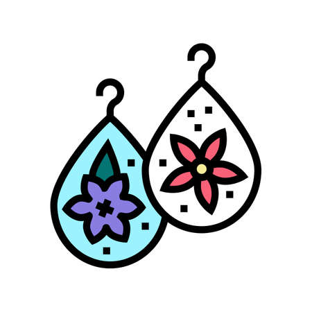 earrings resin art color icon vector. earrings resin art sign. isolated symbol illustrationのイラスト素材