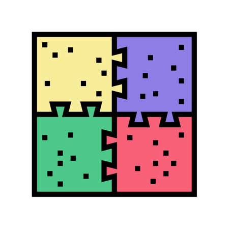 puzzle jigsaw kindergarten color icon vector. puzzle jigsaw kindergarten sign. isolated symbol illustrationのイラスト素材