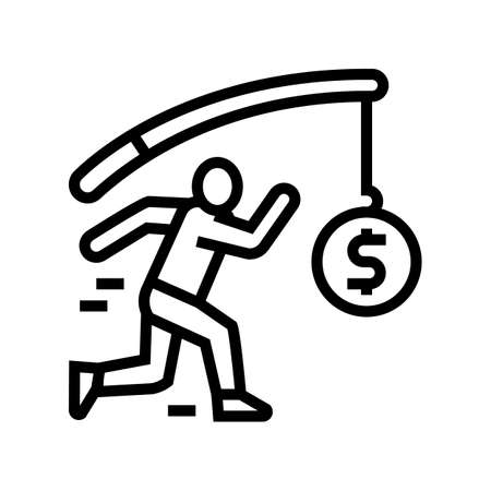 employee running for money line icon vector. employee running for money sign. isolated contour symbol black illustrationのイラスト素材