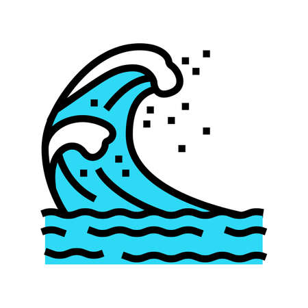 wave sea color icon vector. wave sea sign. isolated symbol illustrationのイラスト素材