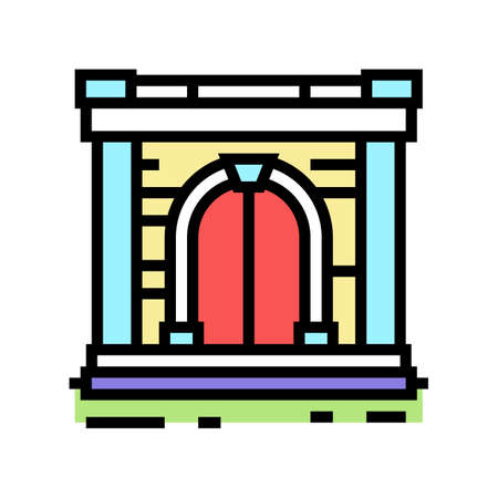 ancient gate color icon vector. ancient gate sign. isolated symbol illustrationのイラスト素材