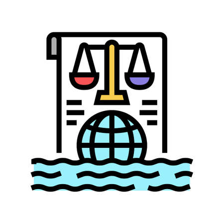 ocean and law of sea social problem color icon vector. ocean and law of sea social problem sign. isolated symbol illustrationのイラスト素材