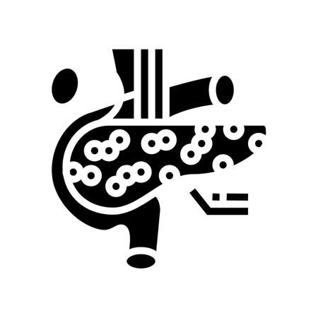 pancreas endocrinology glyph icon vector. pancreas endocrinology sign. isolated contour symbol black illustrationのイラスト素材